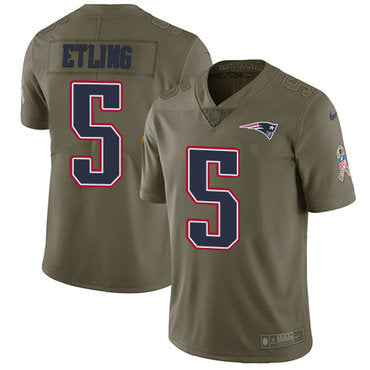 Mens Nike New England Patriots 5 Danny Etling Olive 2017 Salute To Service Limited Jersey