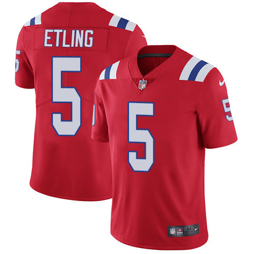Mens Nike New England Patriots 5 Danny Etling Red Alternate Vapor Untouchable Limited Jersey