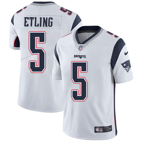 Mens Nike New England Patriots 5 Danny Etling White Road Vapor Untouchable Limited Jersey
