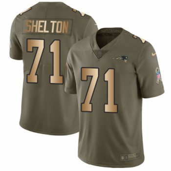 Mens Nike New England Patriots 71 Danny Shelton Limited Olive Gold 2017 Salute To Service Nfl Jersey
