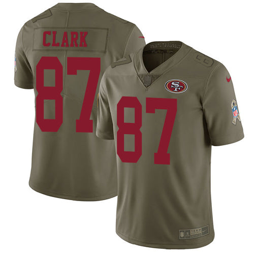 Mens Nike San Francisco 49ers 87 Dwight Clark Olive 2017 Salute To Service Nfl Limited Stitched Jersey