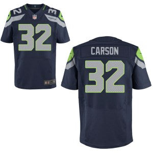 Mens Nike Seattle Seahawks 32 Chris Carson Elite Navy Blue Jersey