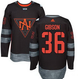 Mens North America Hockey 36 John Gibson Black 2016 World Cup Of Hockey Stitched Adidas Wch Game Jersey