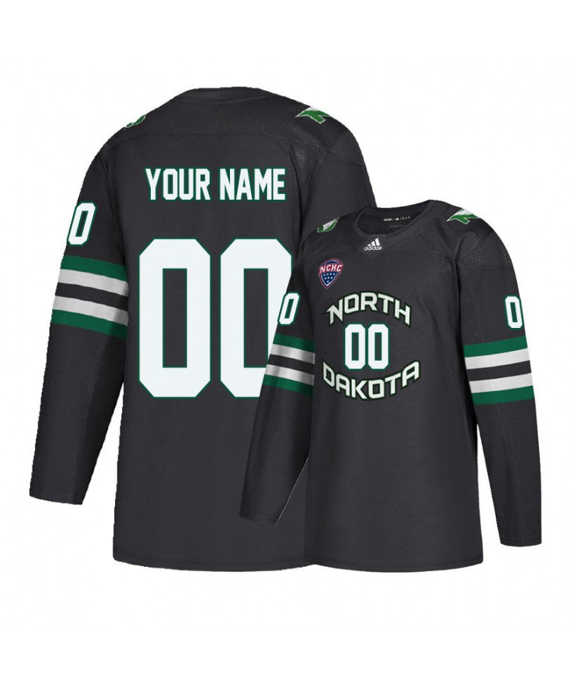 Men's North Dakota Fighting Hawks Black Custom Hockey Jersey