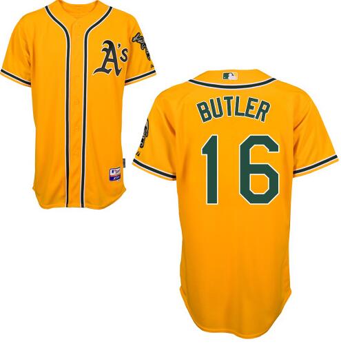 Mens Oakland Athletics 16 Billy Butler Yellow Cool Base Baseball Jersey