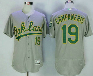 Mens Oakland Athletics 19 Bert Campy Campaneris Retired Gray Road Stitched Mlb 2016 Majestic Flex Base Jersey