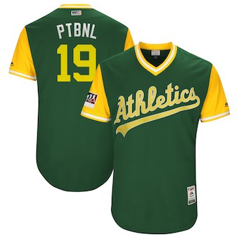 Mens Oakland Athletics 19 Josh Phegley Ptbnl Majestic Green 2018 Players Weekend Authentic Jersey