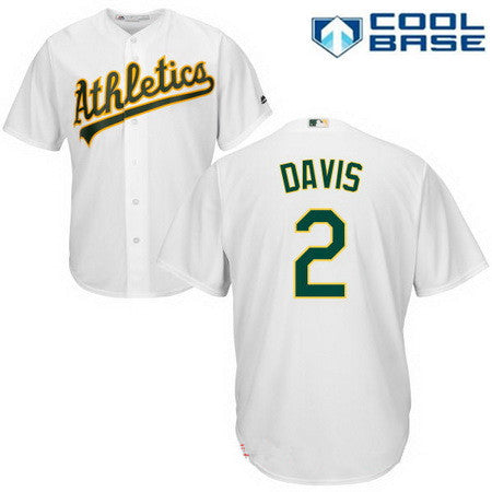 Mens Oakland Athletics 2 Khris Davis White Home Stitched Mlb Majestic Cool Base Jersey