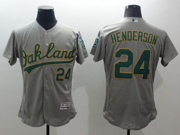 Mens Oakland Athletics 24 Rickey Henderson Gray Flex Base 2016 Mlb Retired Player Baseball Jersey