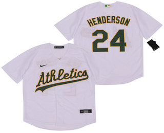 Mens Oakland Athletics 24 Rickey Henderson White Stitched Mlb Cool Base Nike Jersey