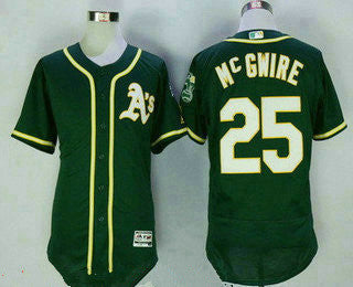 Mens Oakland Athletics 25 Mark Mcgwire Retired Green Stitched Mlb 2016 Majestic Flex Base Jersey