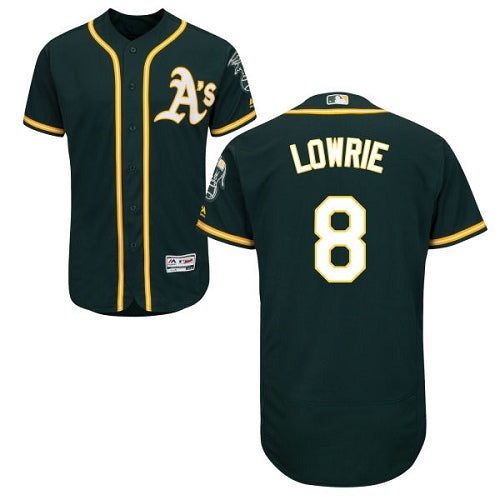 Mens Oakland Athletics 8 Jed Lowrie Green Flexbase Authentic Collection Stitched Baseball Jersey