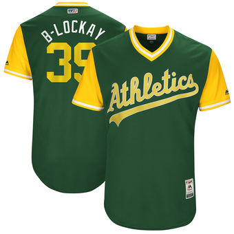 Mens Oakland Athletics Blake Treinen B lockay Majestic Green 2017 Players Weekend Authentic Jersey