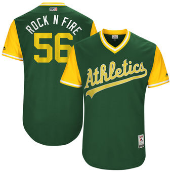 Mens Oakland Athletics Chris Smith Rock N Fire Majestic Green 2017 Players Weekend Authentic Jersey