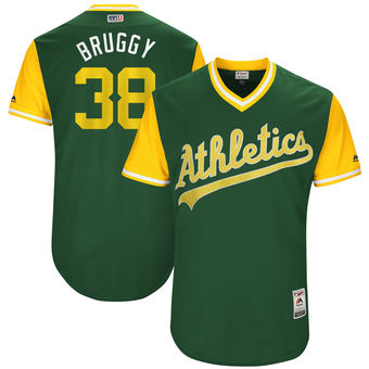 Mens Oakland Athletics Jaycob Brugman Bruggy Majestic Green 2017 Players Weekend Authentic Jersey