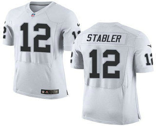 Mens Oakland Raiders 12 Kenny Stabler White Road 2015 Nfl Nike Elite Jersey