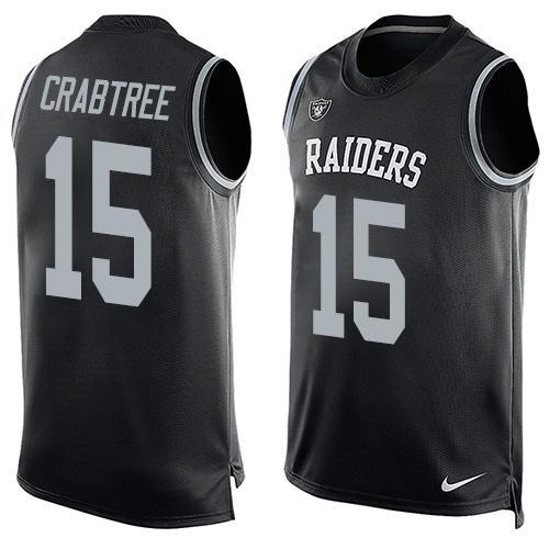 Mens Oakland Raiders 15 Michael Crabtree Nike Black Printed Player Name Number Tank Top