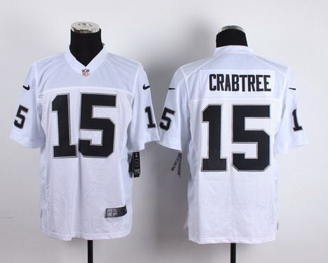 Mens Oakland Raiders 15 Michael Crabtree Nike White Elite Jersey
