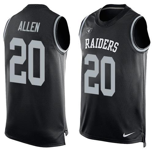 Mens Oakland Raiders 20 Nate Allen Nike Black Printed Player Name Number Tank Top