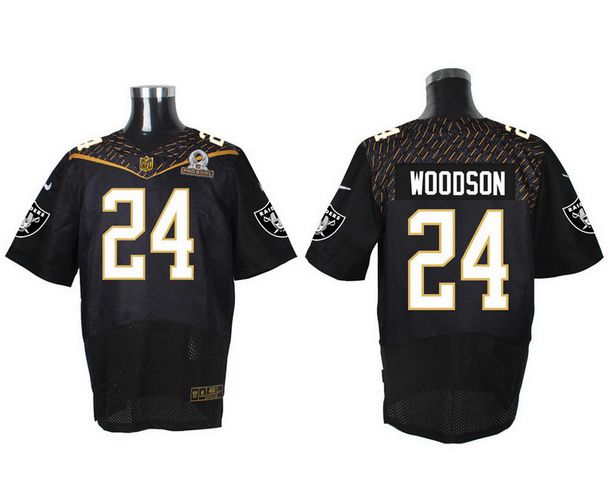 Mens Oakland Raiders 24 Charles Woodson Black 2016 Pro Bowl Nike Elite Jersey