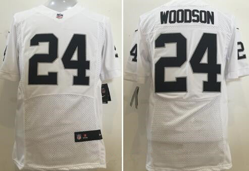 Mens Oakland Raiders 24 Charles Woodson New White Road Stitched Nfl Nike Elite Jersey