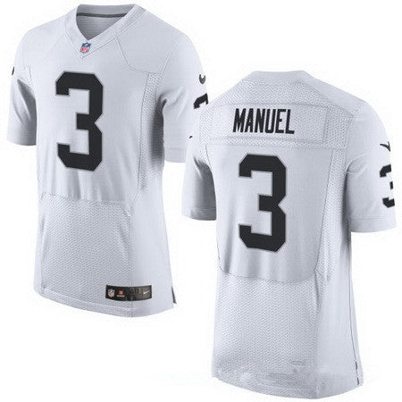 Mens Oakland Raiders 3 Ej Manuel White Road Stitched Nfl Nike Elite Jersey