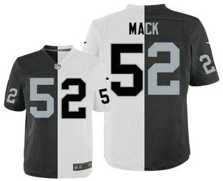 Mens Oakland Raiders 52 Khalil Mack Black With White Two Tone Elite Jersey