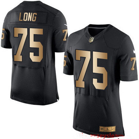 Mens Oakland Raiders 75 Howie Long Black With Gold Stitched Nfl Nike Elite Jersey