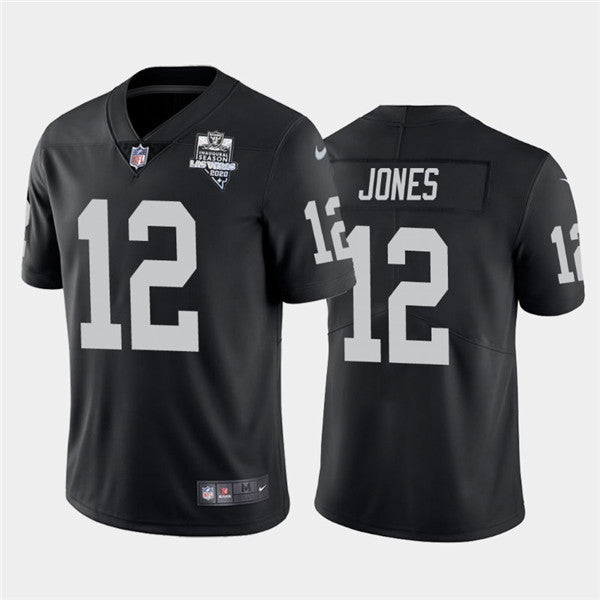 Mens Oakland Raiders Black 12 Zay Jones 2020 Inaugural Season Vapor Limited Stitched Nfl Jersey