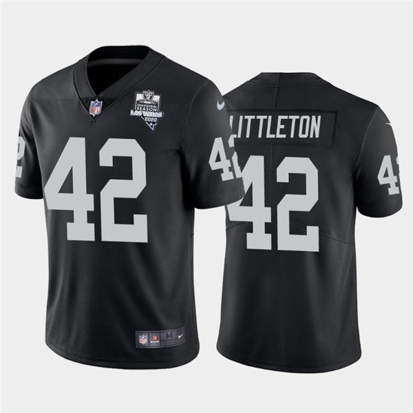 Mens Oakland Raiders Black 42 Cory Littleton 2020 Inaugural Season Vapor Limited Stitched Nfl Jersey