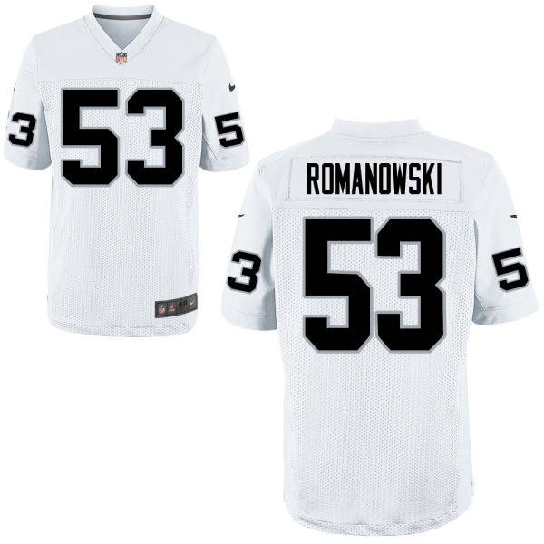 Mens Oakland Raiders Retired Player 53 Bill Romanowski White Nfl Nike Elite Jersey