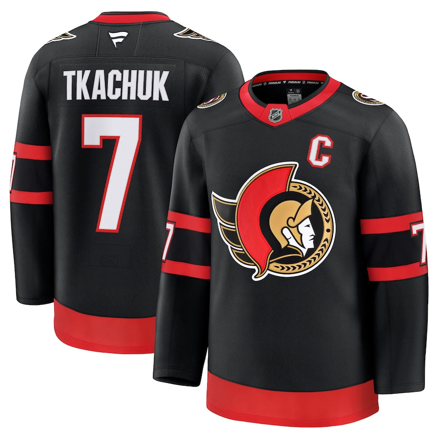Men's Ottawa Senators #7 Brady Tkachuk Home Premium Jersey Black