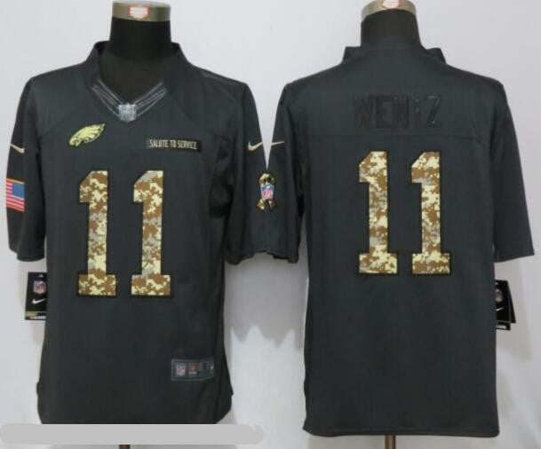 Mens Philadelphia Eagles 11 Carson Wentz Black Anthracite 2016 Salute To Service Stitched Nfl Nike Limited Jersey