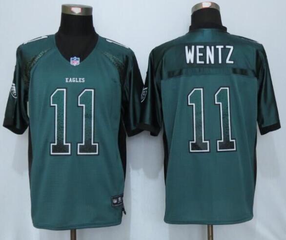 Mens Philadelphia Eagles 11 Carson Wentz Green Drift Fashion Nfl Nike Elite Jersey
