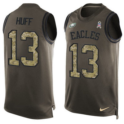 Mens Philadelphia Eagles 13 Josh Huff Green Salute To Service Hot Pressing Player Name Number Nike Nfl Tank Top Jersey