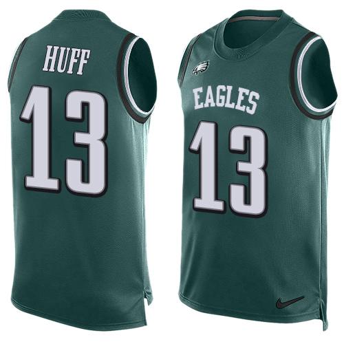 Mens Philadelphia Eagles 13 Josh Huff Midnight Green Hot Pressing Player Name Number Nike Nfl Tank Top Jersey