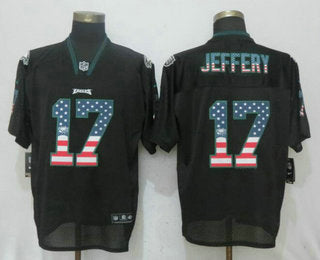 Mens Philadelphia Eagles 17 Alshon Jeffery Black Usa Flag Fashion Stitched Nfl Nike Elite Jersey