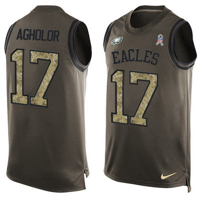 Mens Philadelphia Eagles 17 Nelson Agholor Green Salute To Service Hot Pressing Player Name Number Nike Nfl Tank Top Jersey