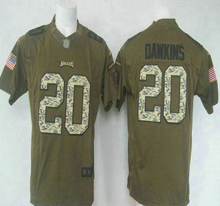 Mens Philadelphia Eagles 20 Brian Dawkins Green Salute To Service 2015 Nfl Nike Limited Jersey