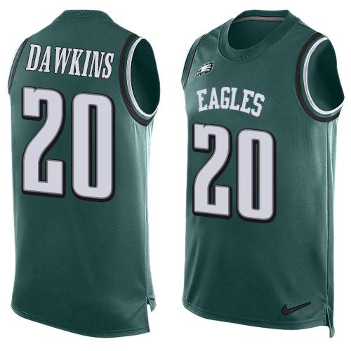 Mens Philadelphia Eagles 20 Brian Dawkins Midnight Green Hot Pressing Player Name Number Nike Nfl Tank Top Jersey