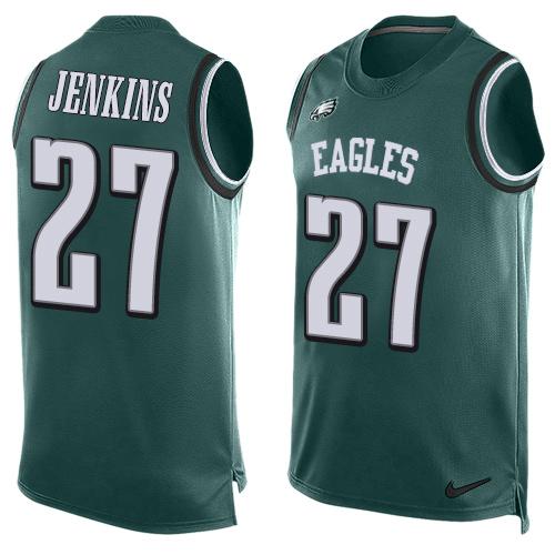 Mens Philadelphia Eagles 27 Malcolm Jenkins Midnight Green Hot Pressing Player Name Number Nike Nfl Tank Top Jersey
