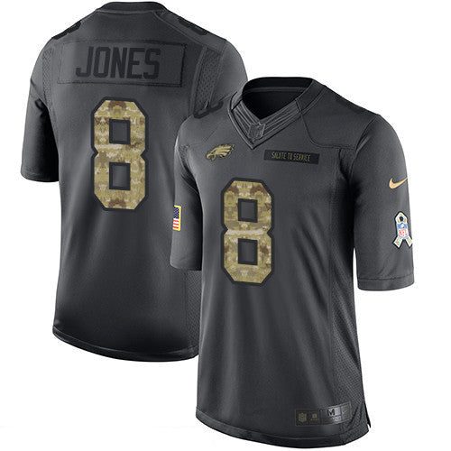 Mens Philadelphia Eagles 8 Donnie Jones Black Anthracite 2016 Salute To Service Stitched Nfl Nike Limited Jersey