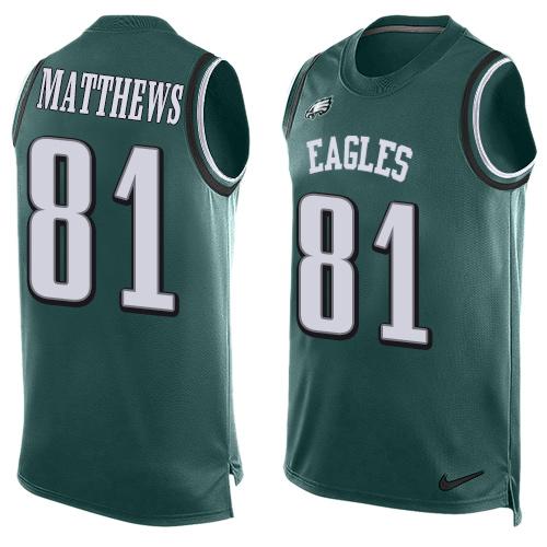 Mens Philadelphia Eagles 81 Jordan Matthews Midnight Green Hot Pressing Player Name Number Nike Nfl Tank Top Jersey