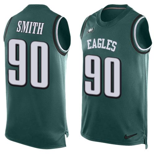 Mens Philadelphia Eagles 90 Marcus Smith Midnight Green Hot Pressing Player Name Number Nike Nfl Tank Top Jersey