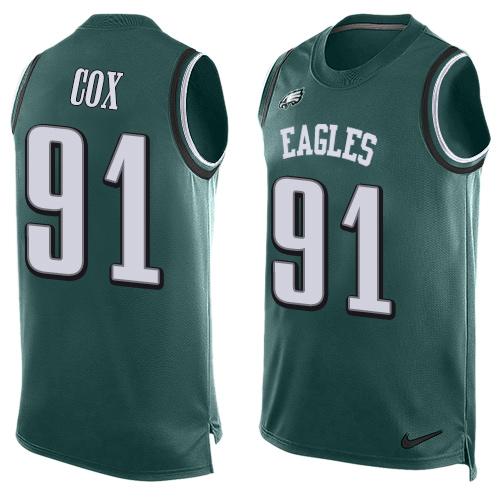 Mens Philadelphia Eagles 91 Fletcher Cox Midnight Green Hot Pressing Player Name Number Nike Nfl Tank Top Jersey