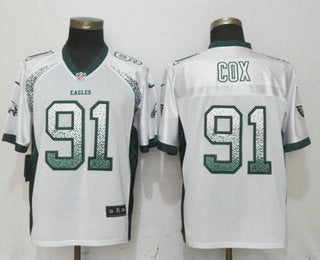 Mens Philadelphia Eagles 91 Fletcher Cox White Drift Stitched Nfl Nike Fashion Jersey