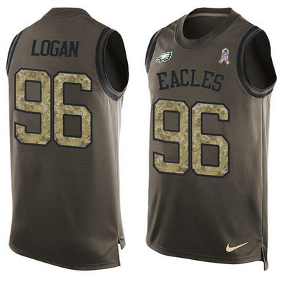 Mens Philadelphia Eagles 96 Bennie Logan Green Salute To Service Hot Pressing Player Name Number Nike Nfl Tank Top Jersey