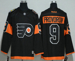 Mens Philadelphia Flyers 9 Ivan Provorov Black 2017 Stadium Series Stitched Nhl Reebok Hockey Jersey