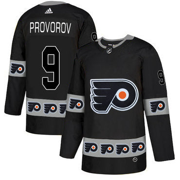 Mens Philadelphia Flyers 9 Ivan Provorov Black Team Logos Fashion Adidas Jersey