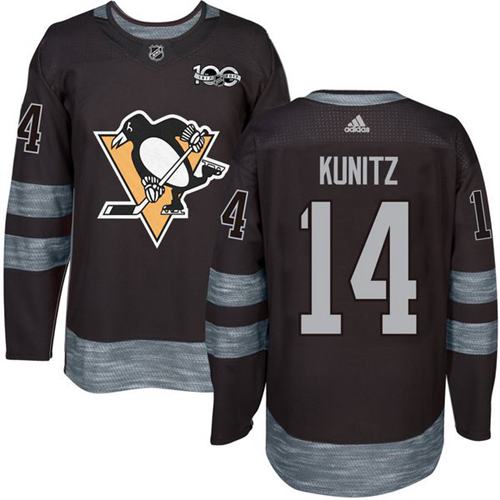 Mens Pittsburgh Penguins 14 Chris Kunitz Black 100th Anniversary Stitched Nhl 2017 Adidas Hockey Jersey